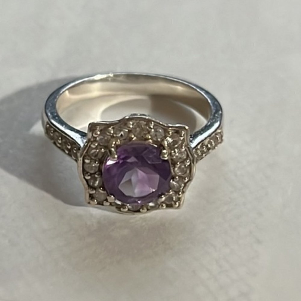 Gemporia Amethyst & White Topaz .925 Sterling Silver Ring Size 7